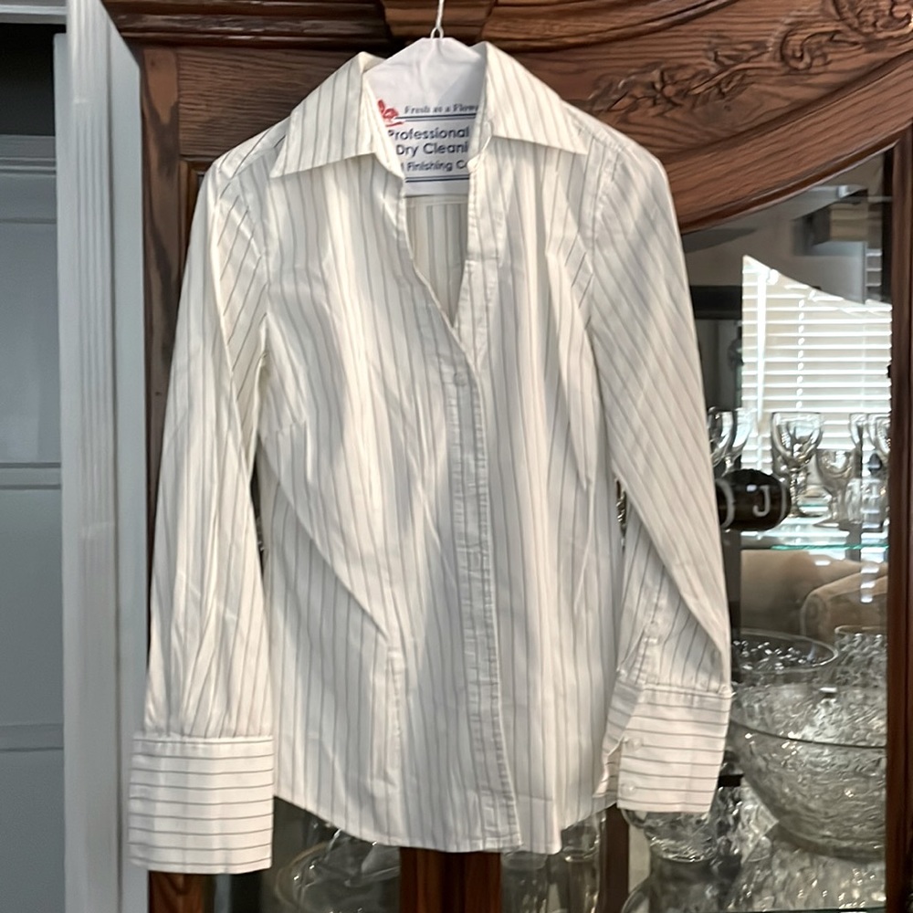 Striped long-sleeve button-down shirt